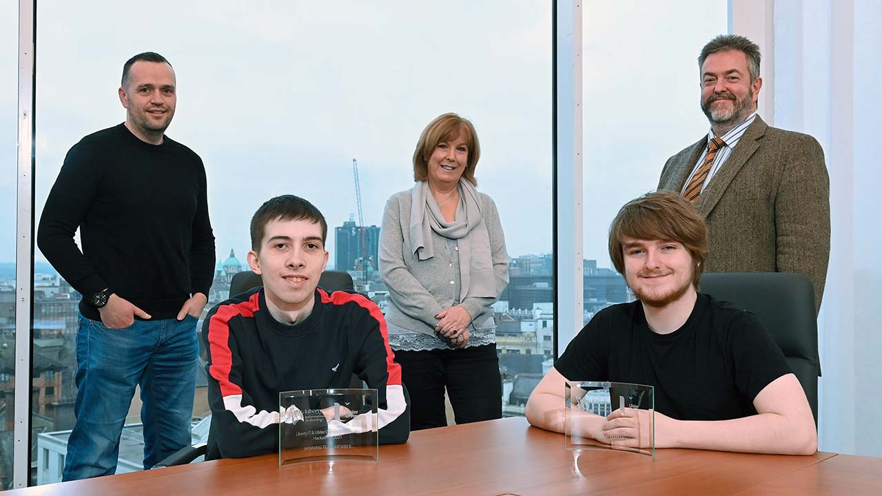 Photo of LIT employees and hackathon students