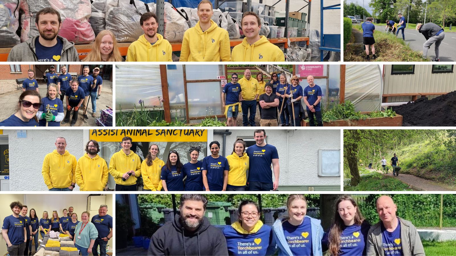 Collage of groups of employees at their volunteering days