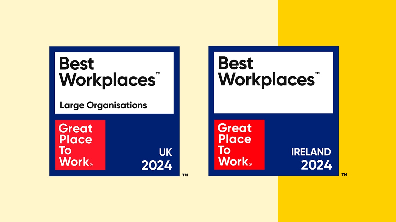 Great Place to Work Best Workplaces logos for the UK and Ireland